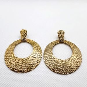 Gold Tone Round Hollow Earrings